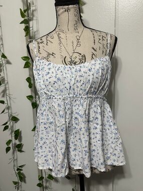Rue21 White Strapless Camisole with Blue Floral Print